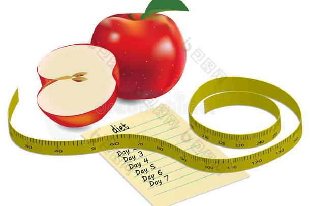 苹果减肥餐和卷尺