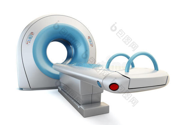 核磁共振扫描仪，隔离在白色背景上。