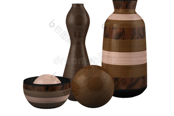 木质组合花瓶碗球