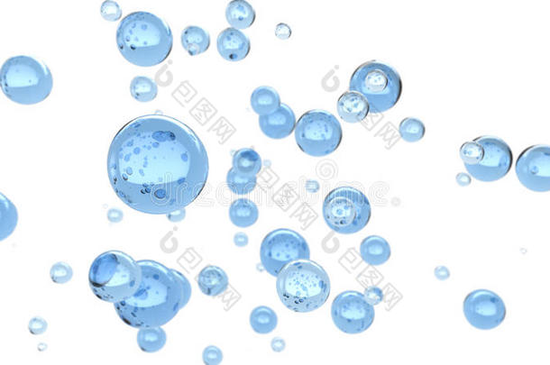 蓝色水泡的三维绘制