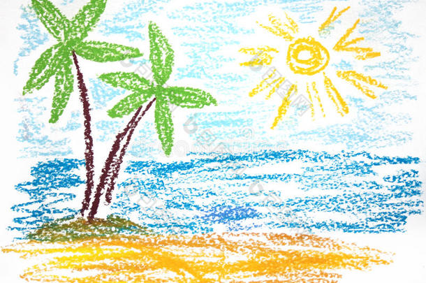 空旷田园热带沙滩上的棕榈树