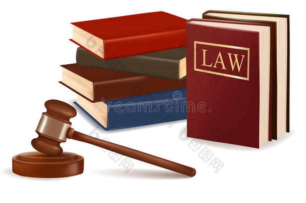 法官槌和法律书籍。