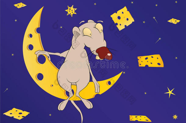 月亮上的老鼠在奶酪之乡。卡通