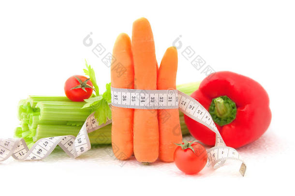 卷尺胡萝卜和蔬菜