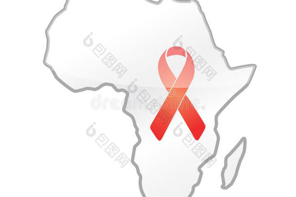 非洲地图上的<strong>艾滋病标志</strong>