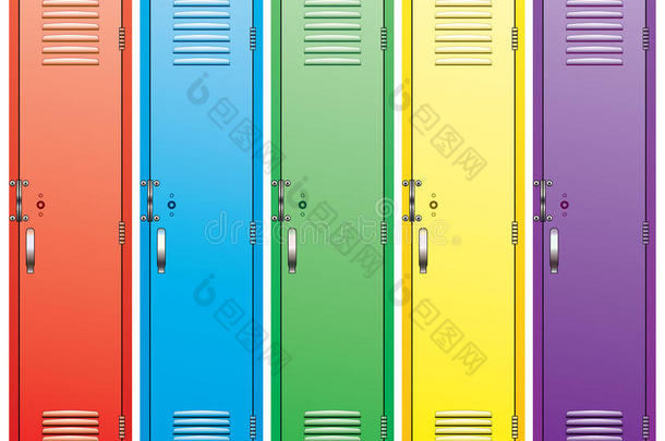 五颜六色的学校储物柜