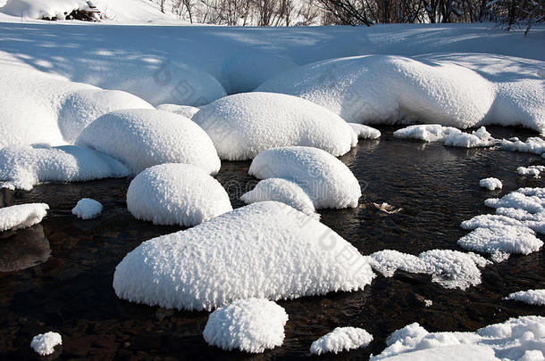 冰雪覆盖的小溪
