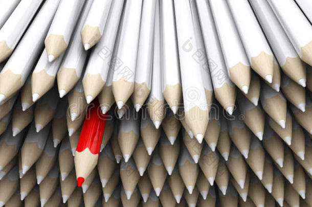 白色铅笔蜡笔配醒目的红色铅笔