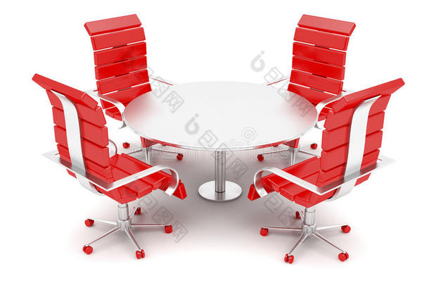 办公室扶手椅和圆桌