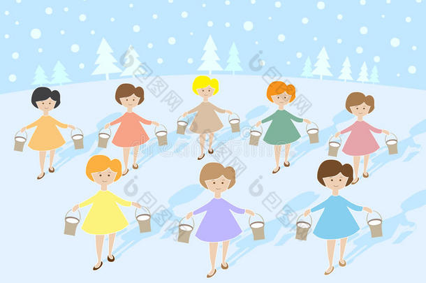 圣诞节12天：8个女仆挤奶