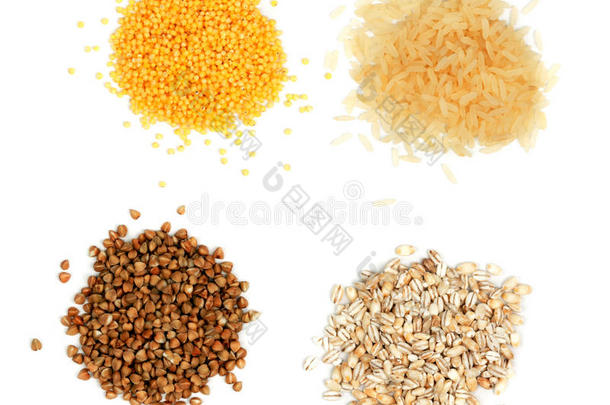 大米、小米、荞麦、珍珠大麦