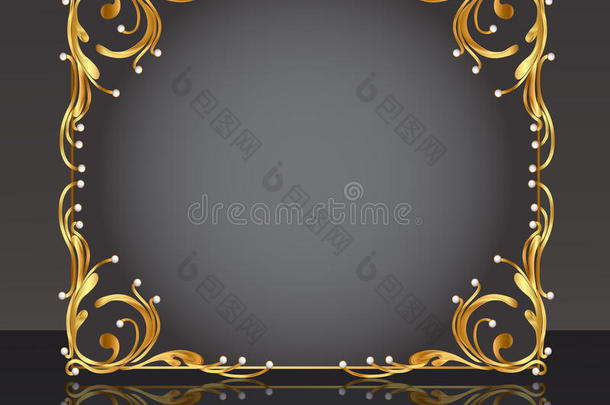 金珍珠花纹装饰框