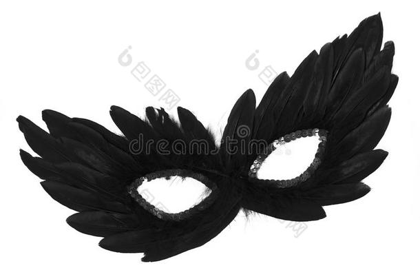 复古黑色羽毛搭配亮片礼服面具