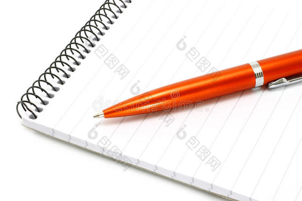 橙色圆珠笔记事本