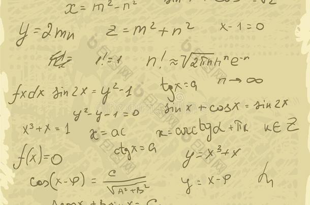 矢量旧纸上的公式数学