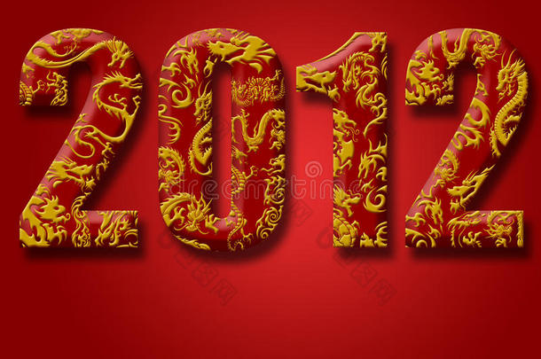 2012中国龙年红色背景