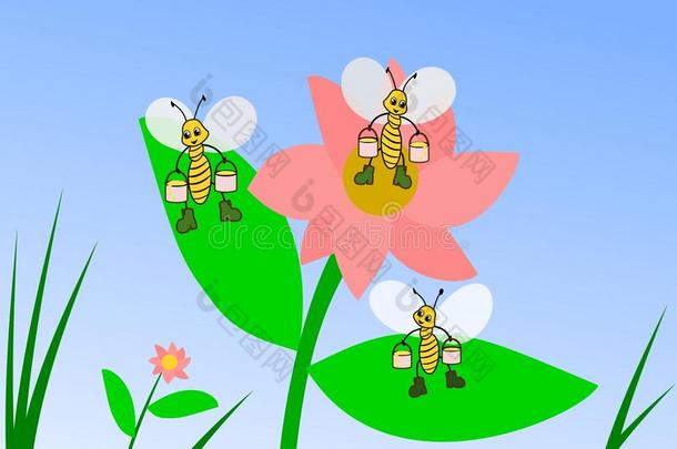 可爱极了动物美丽的蜜蜂盛开