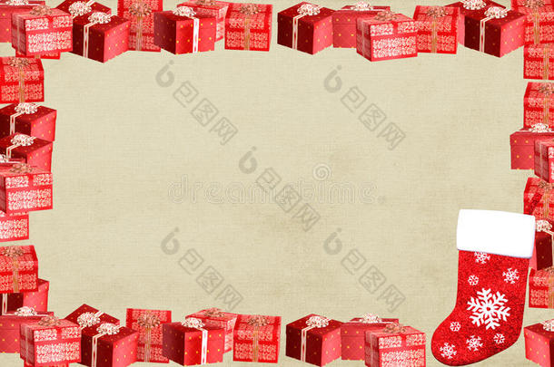 圣诞框边框和礼品盒