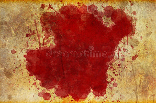 旧纸上的大红色血迹