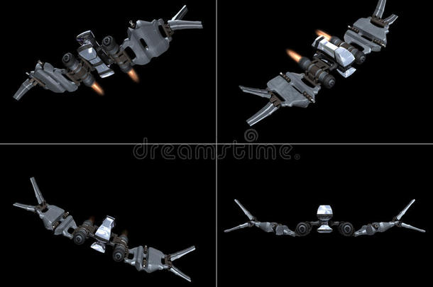 星际战斗机的四个正面视图