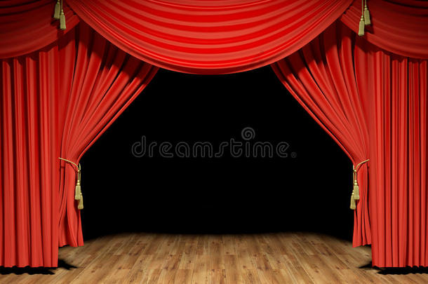红色舞台剧院天鹅绒窗帘