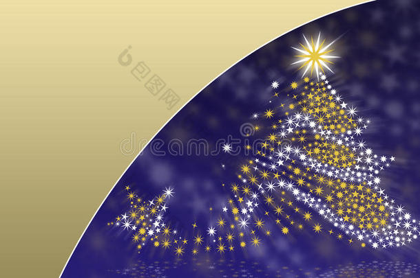蓝/金背景的圣诞树