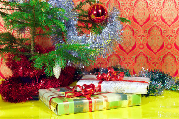 圣诞礼物和冬季节日背景