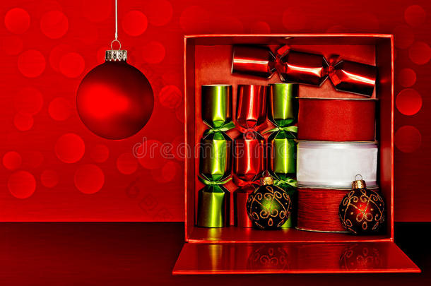 礼品盒、派对礼品、丝带、圣诞装饰品