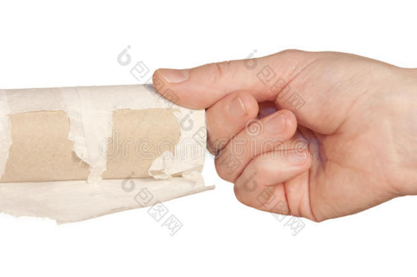 手握卫生纸卷
