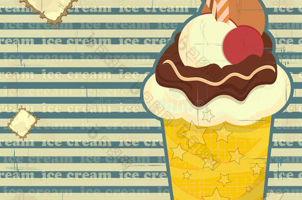 冰淇淋-复古海报
