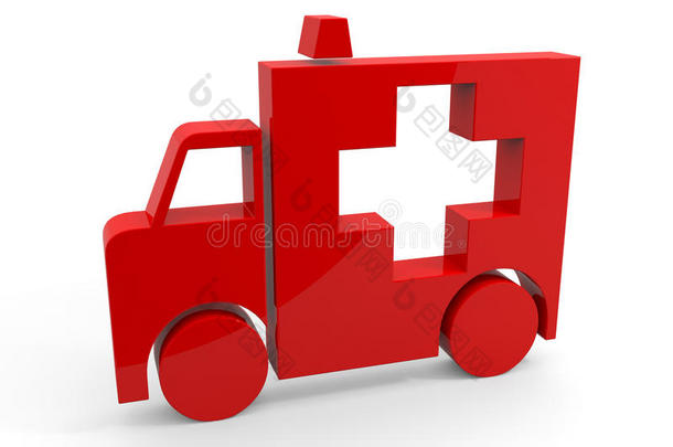救护车的红色3d标志。