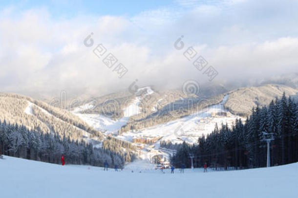 布科维尔滑雪场斜坡全景图