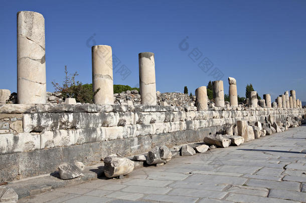 大理石石柱，以弗所，伊兹密尔，土耳其