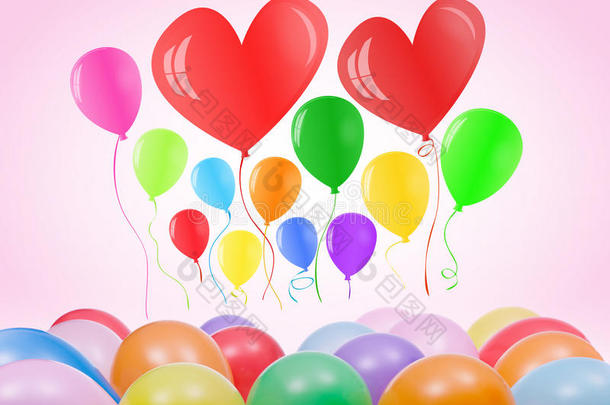 情人节或带气球的生日卡