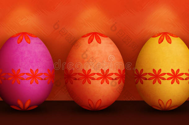 节日橘色紫黄色复活节彩蛋