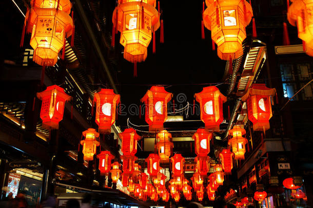 表面彩灯上的中国新年