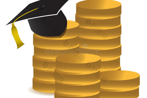 毕业帽与金钱插画设计