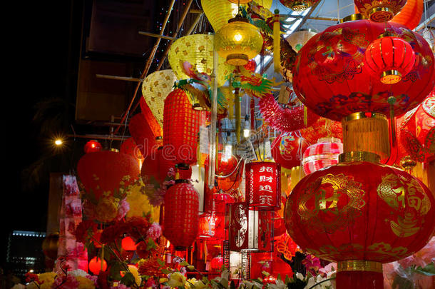 店面上的中国新年灯笼