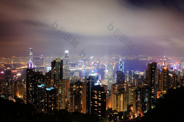 香港夜景夜景天际线