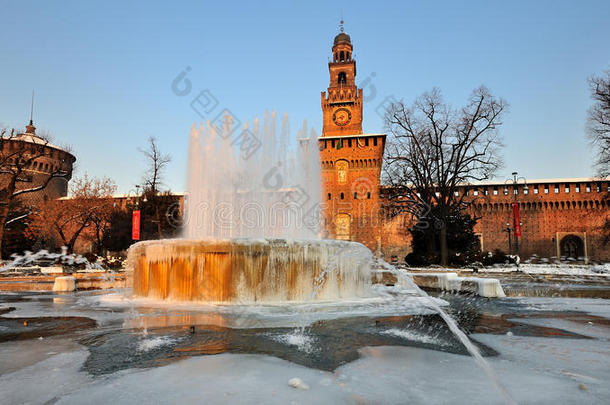 米兰斯福尔泽斯科城堡冰镇喷泉