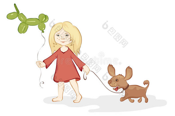 带狗和气球的女孩带狗和气球的女孩