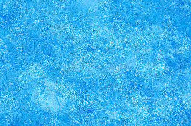 蓝色瓷砖池<strong>水波纹</strong>纹理
