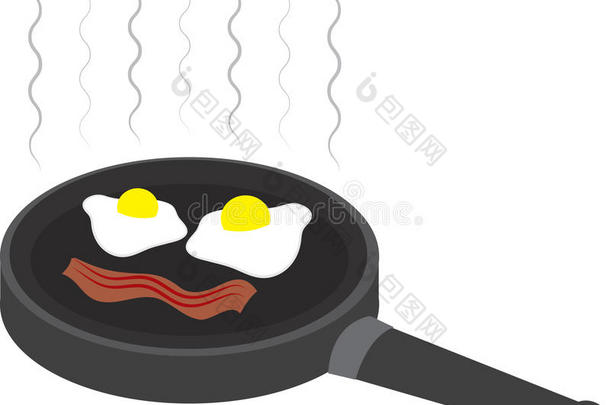 鸡蛋和熏肉