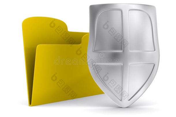 带防护罩的黄色计算机文件夹