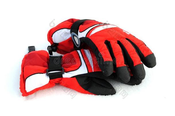 黑色和<strong>红色冬季</strong>手套