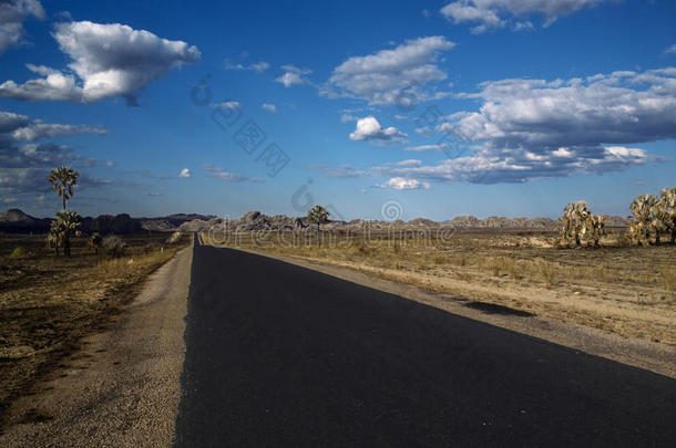 空旷的沙漠道路延伸到地平线