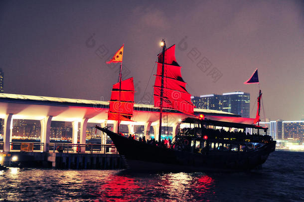 香港港湾夜景船