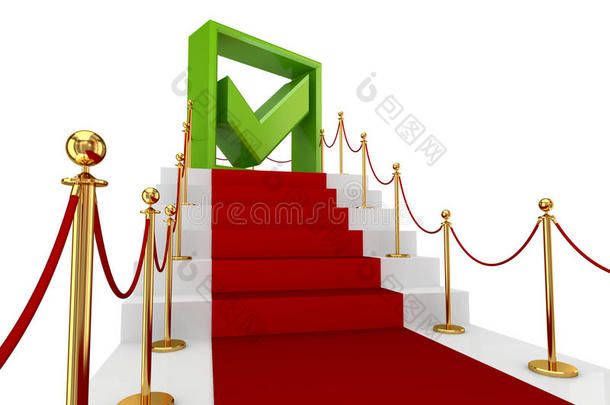 红色楼梯上的绿色记号。