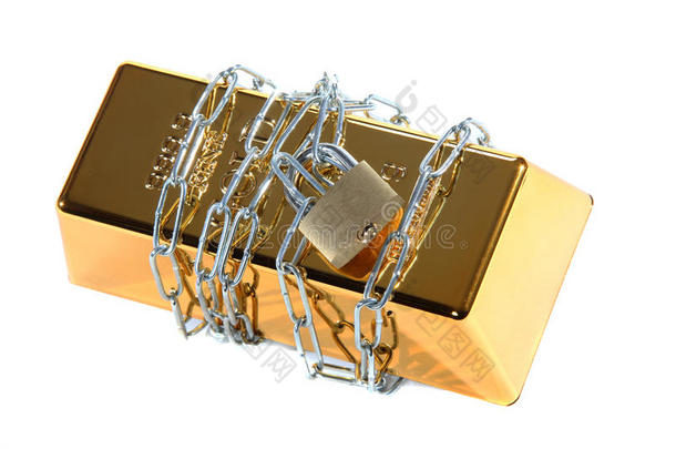 金条用锁链和挂锁保护