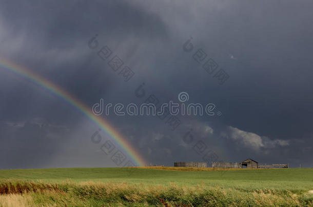 草原冰雹和彩虹